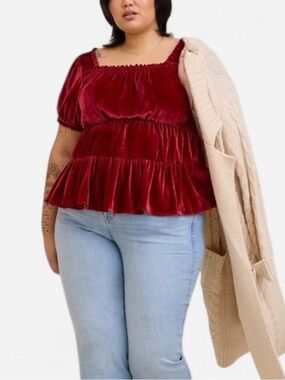 Torrid Red Velvet Babydoll Top